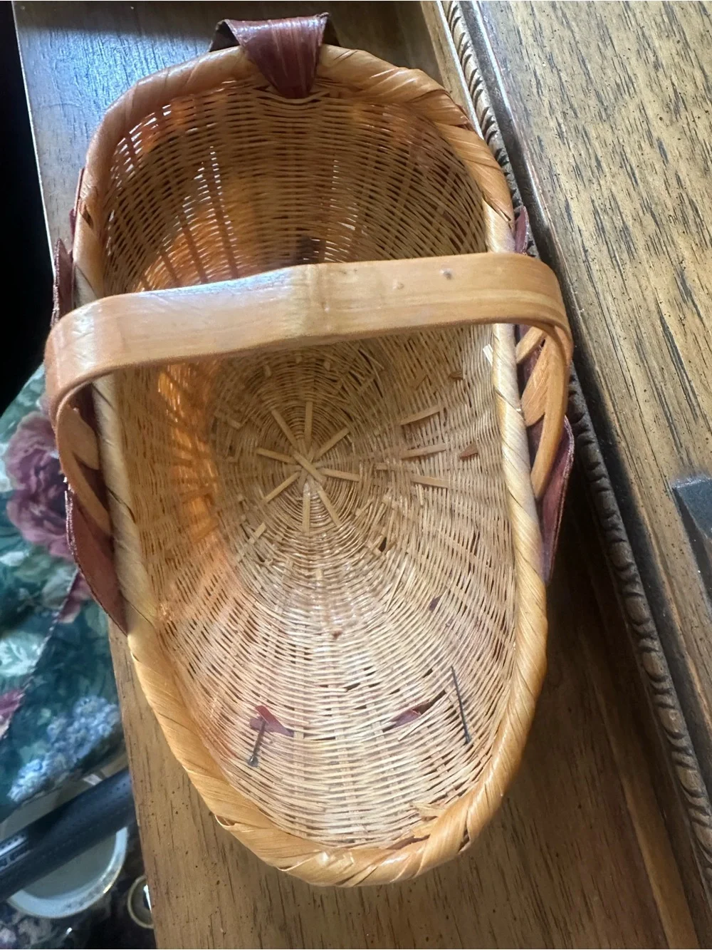 Vintage Rare Wicker Fish Basket with Glass Eyes